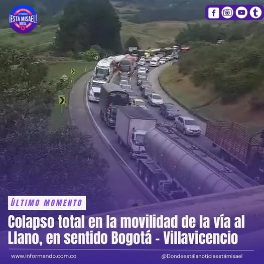 Colapso total en la movilidad de la vía al Llano, en sentido