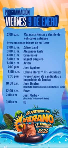 Programación de hoy Viernes del Festival de Verano. Los invitamos a disfrutar