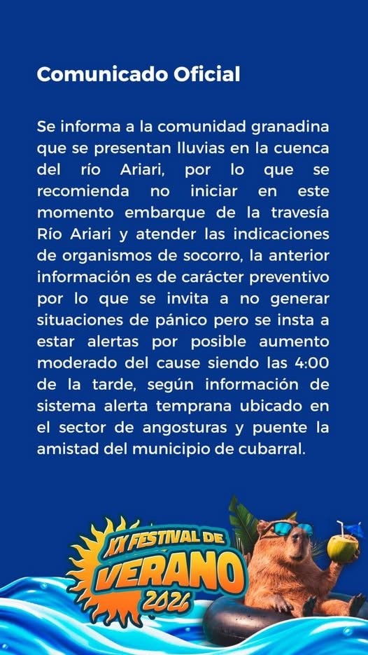 Comunicado de prensa: La Alcaldía Municipal de Granada, Meta, emite comunicado oficial