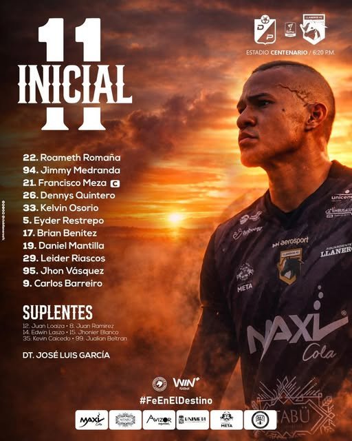 Este es el once inicialista de Llaneros para enfrentar a Pereira en