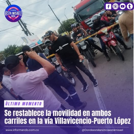 Se restablece la movilidad en ambos carriles en la vía Villavicencio-Puerto López
