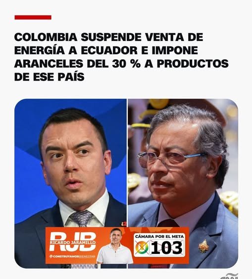 Colombia informó la suspensión temporal de venta de energía a Ecuador e
