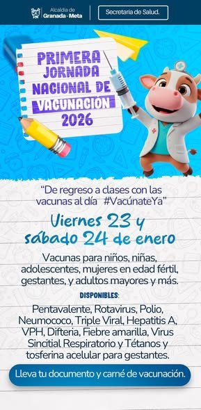 Granada se prepara para la Primera Jornada Nacional de Vacunación 2026. La