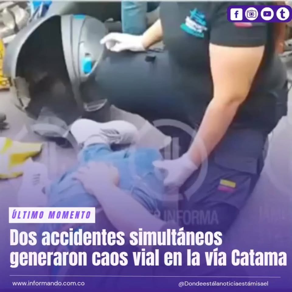 Dos accidentes simultáneos generaron caos vial en la vía Catama Dos siniestros