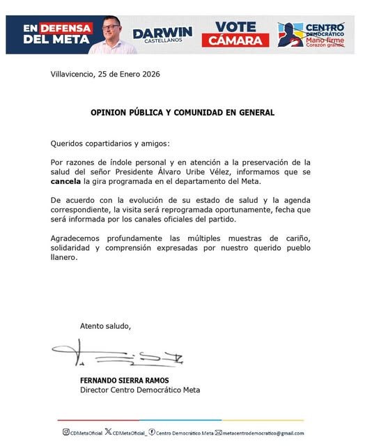 #Acacías #InformaciónPolítica Desde el Partido Centro Democrático informan que la visita del